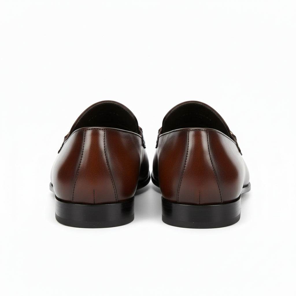 back-view - Men's Black Leather Modern Loafers