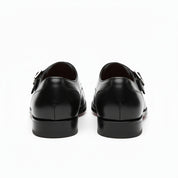 back-view - Men's Black Leather Monk Dress Shoes