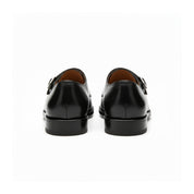 back-view - Men's Black Leather Monk Strap Shoes