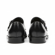 back-view - Men's Black Leather Monk Strap Shoes