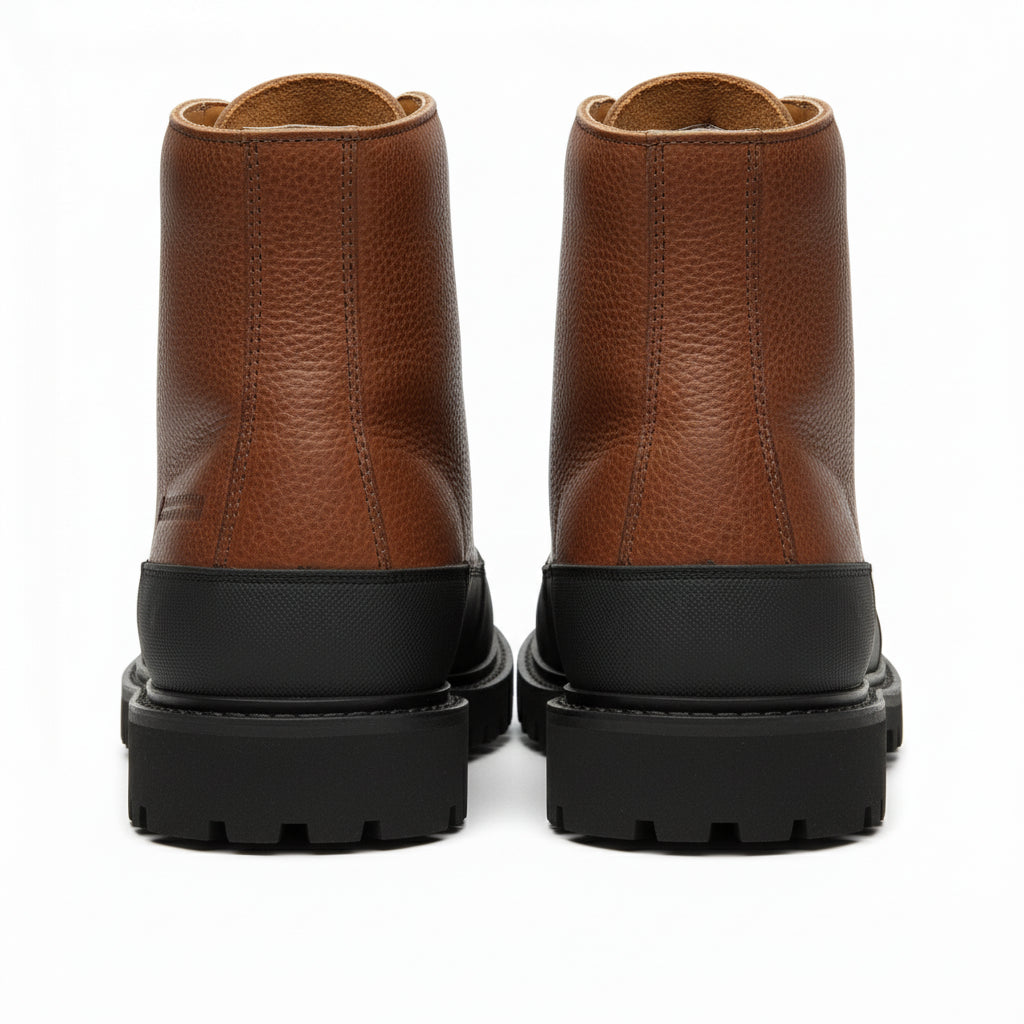 back-view - Men's Black Leather Moto Boots