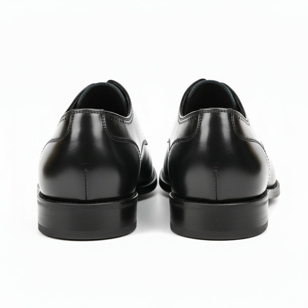 back-view - Men's Black Leather Oxford Dress Shoes with Lace-Up Closure