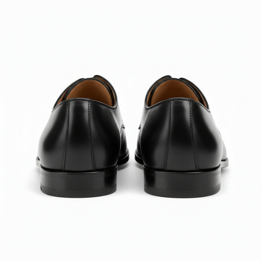 back-view - Men's Black Leather Oxford Dress Shoes