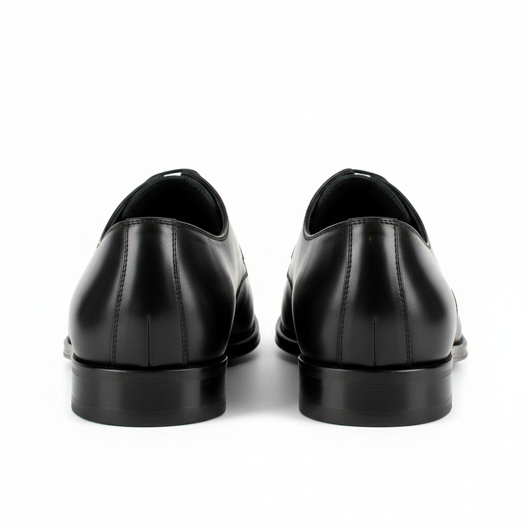 back-view - Men's Black Leather Oxford Dress Shoes