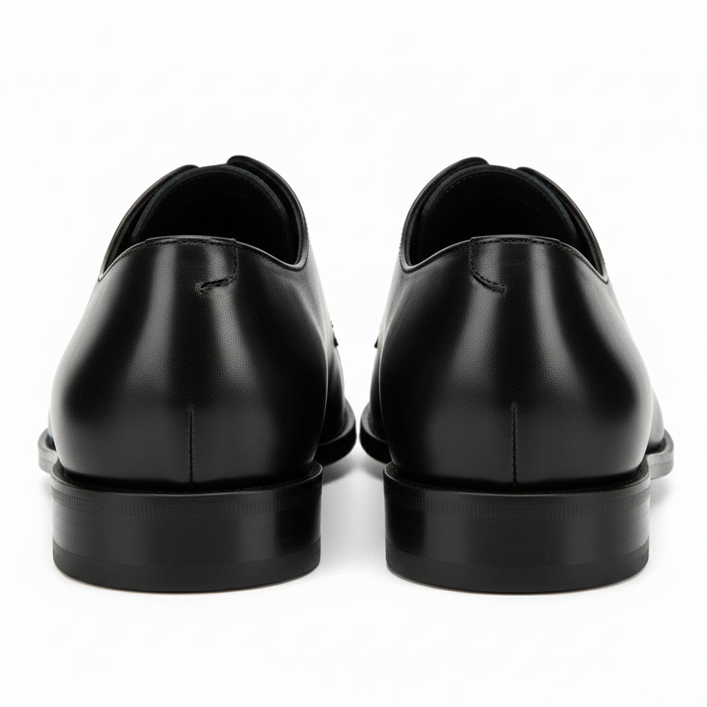 back-view - Men's Black Leather Oxford Dress Shoes