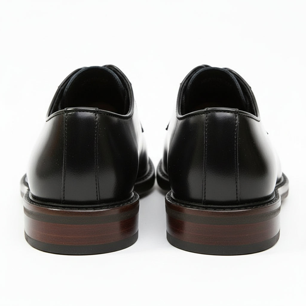 back-view - Men's Black Leather Oxford Shoes