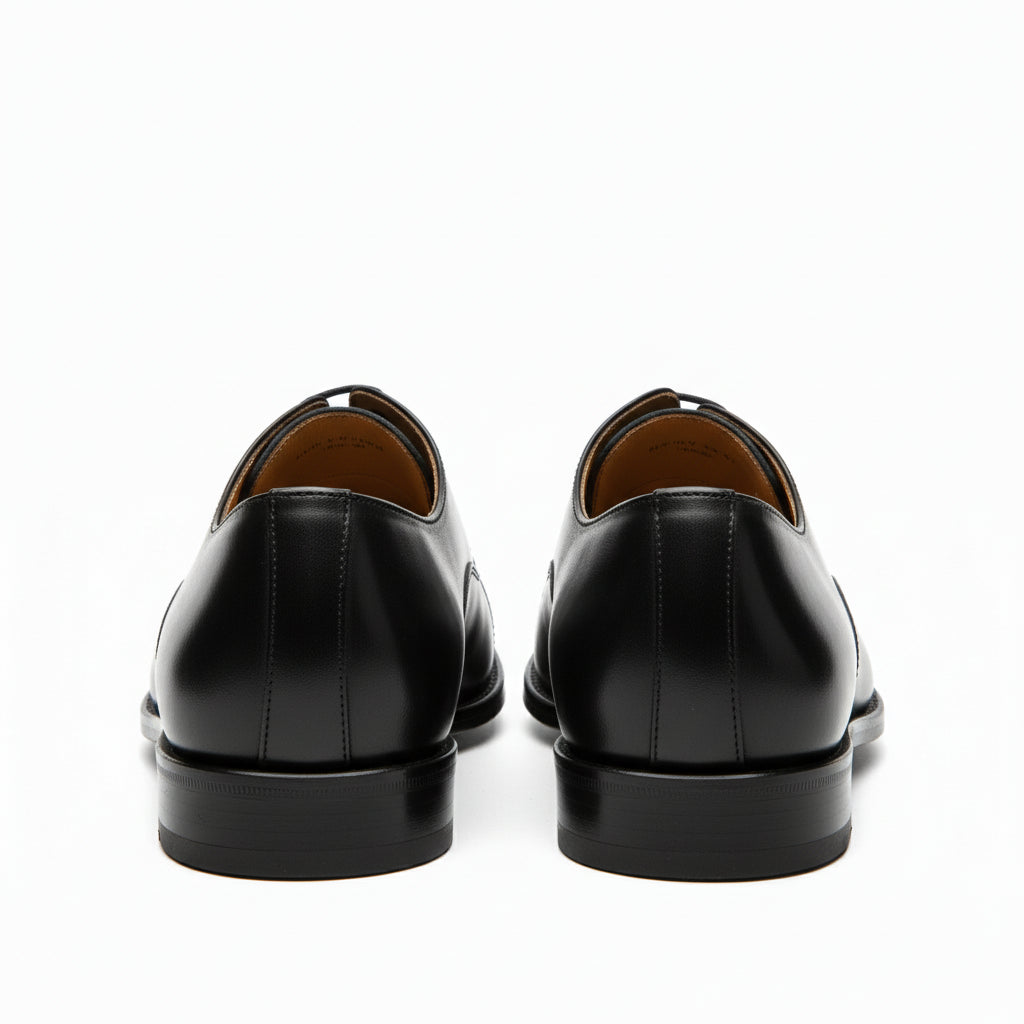 back-view - Men's Black Leather Oxford Wingtip Dress Shoes
