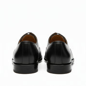 back-view - Men's Black Leather Oxford Wingtip Dress Shoes