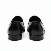 back-view - Men's Black Leather Slip-On Dress Shoes