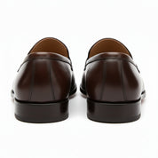 back-view - Men's Black Leather Slip-On Loafers