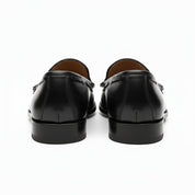 back-view - Men's Black Leather Tassel Fringe Moccasins