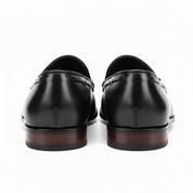 back-view - Men's Black Leather Tassel Loafers