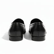 back-view - Men's Black Leather Tassel Moccasins