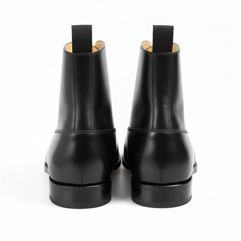 back-view - Men's Black Leather Tuxedo Boots