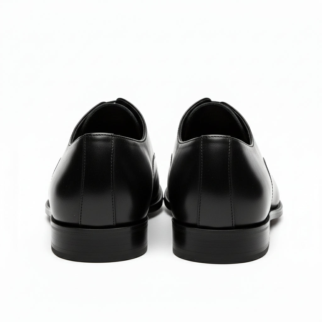 back-view - Men's Black Leather Tuxedo Dress Shoes