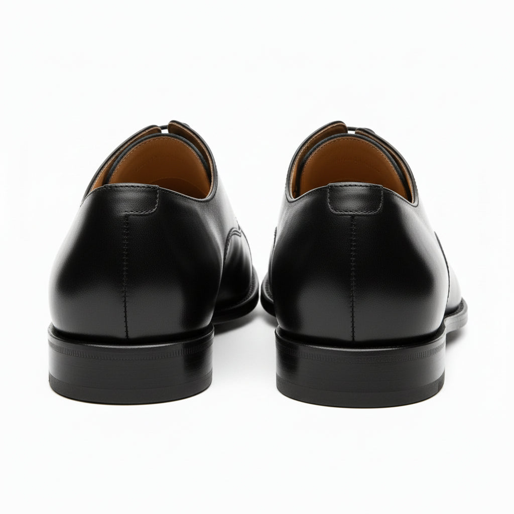 back-view - Men's Black Leather Tuxedo Oxford Dress Shoes