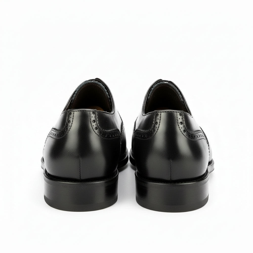 back-view - Men's Black Leather Wing Tip Brogue Dress Shoes