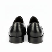 back-view - Men's Black Leather Wing Tip Brogue Dress Shoes