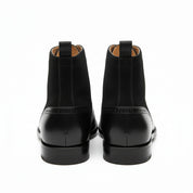back-view - Men's Black Leather Wingtip Brogue Boots
