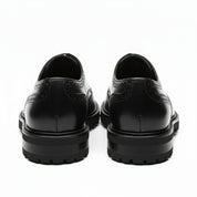back-view - Men's Black Leather Wingtip Brogue Shoes