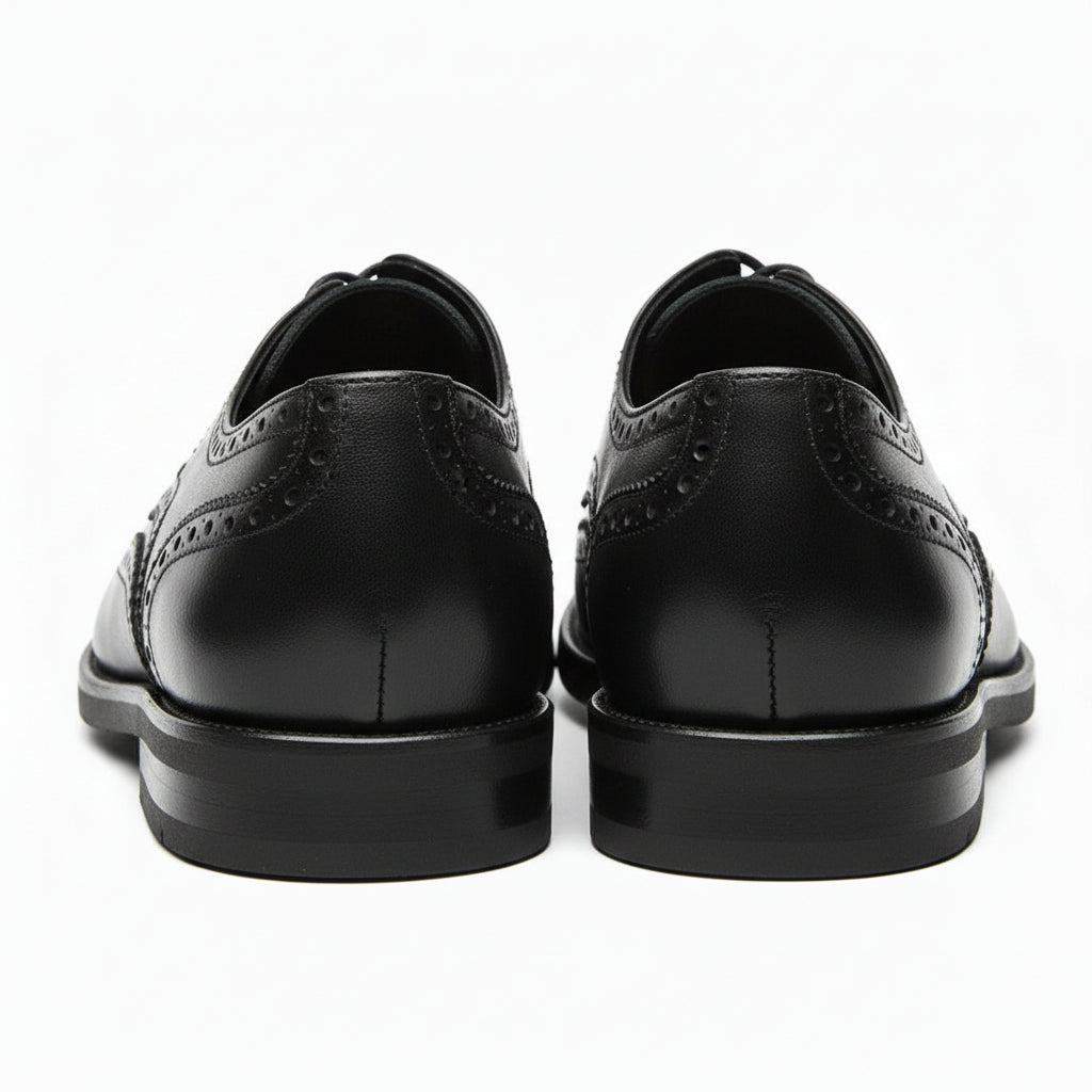 back-view - Men's Black Leather Wingtip Brogues