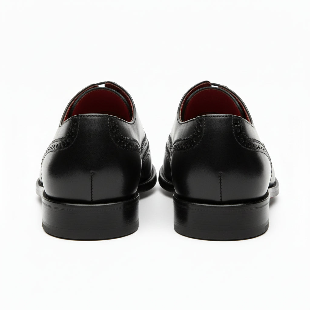 Men's Black Leather Wingtip Oxford Dress Shoes - back-view