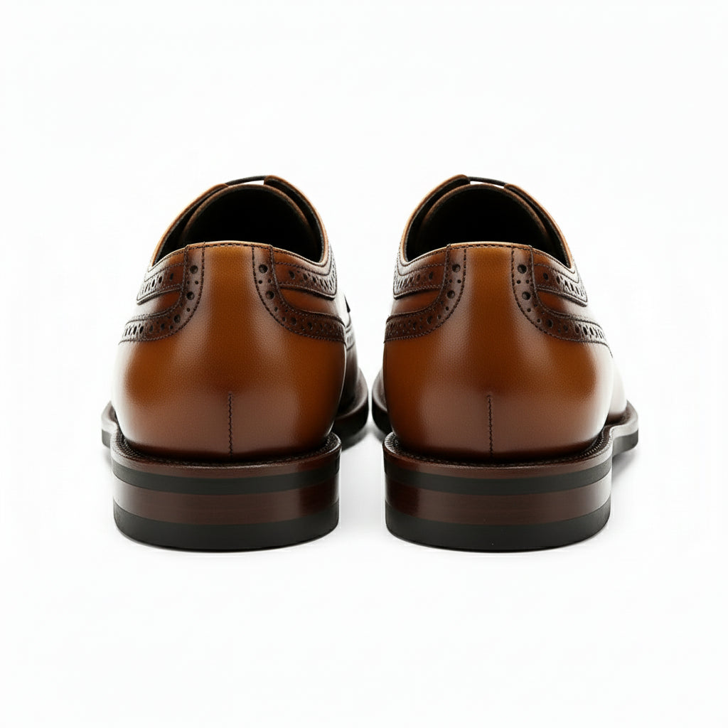 back-view - Men's Black Leather Wingtip Oxford Shoes