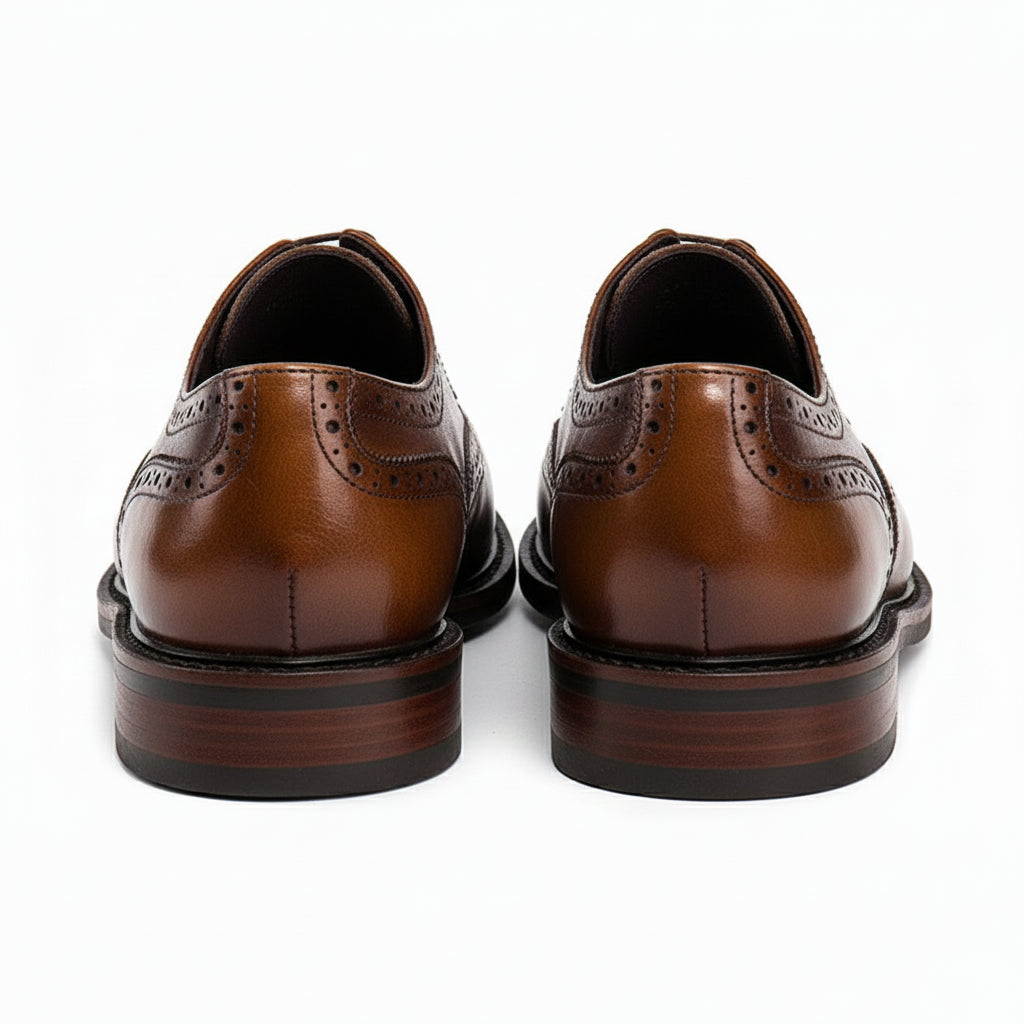 back-view - Men's Black Leather Wingtip Oxfords
