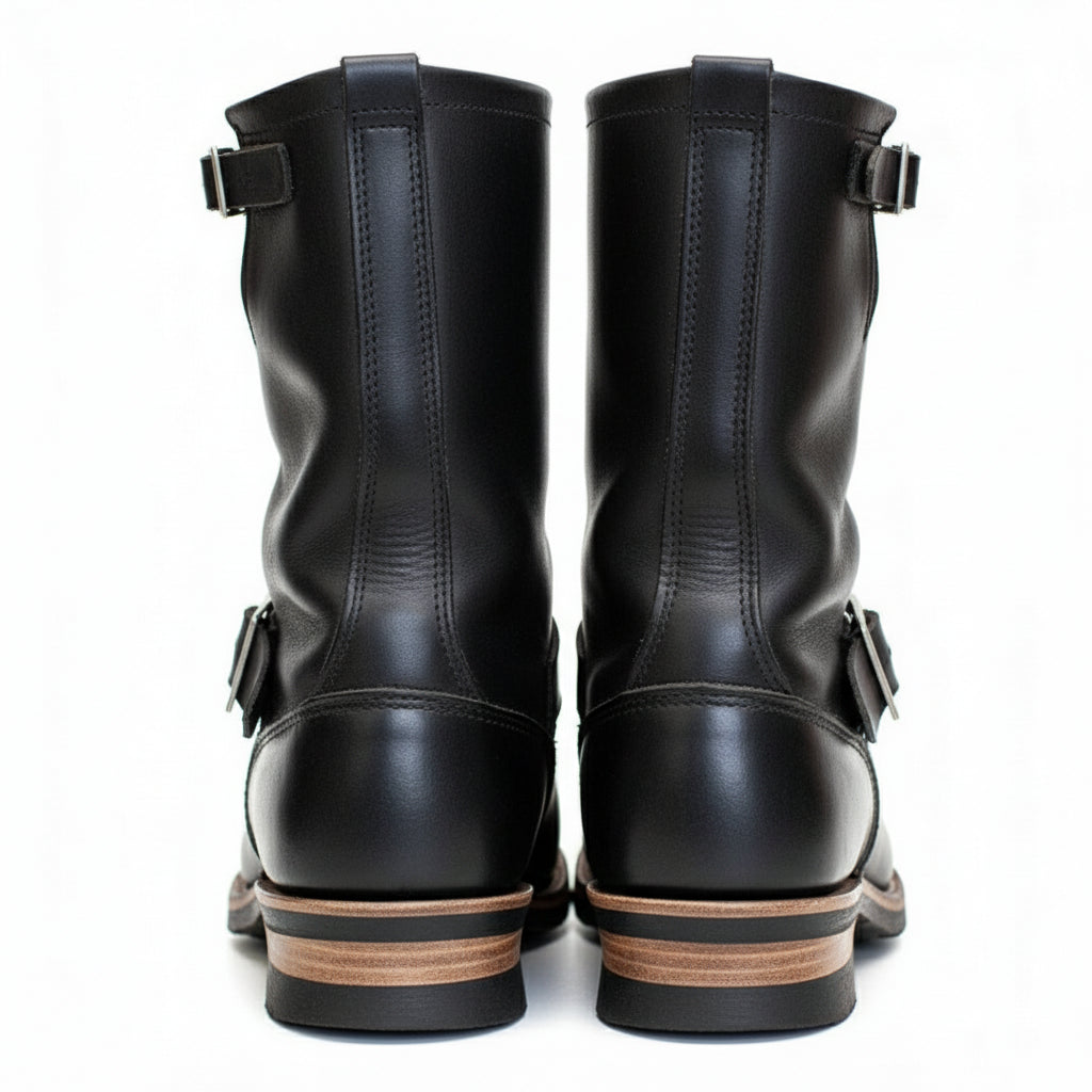 back-view - Men's Black Leather Work Boots