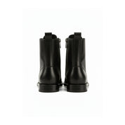 back-view - Men's Black Leather Zipper Ankle Boots with Lace-Up Detail