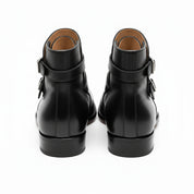 Men's Black Monk Strap Leather Jodhpurs Boots - back-view