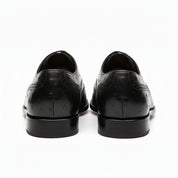 back-view - Men's Black Ostrich Leather Wingtip Shoes