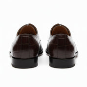 back-view - Men's Black Oxford Leather Shoes | Crocodile Texture