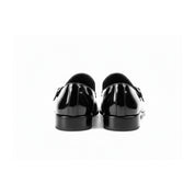 Men's Black Patent Leather Monk Shoes - back-view