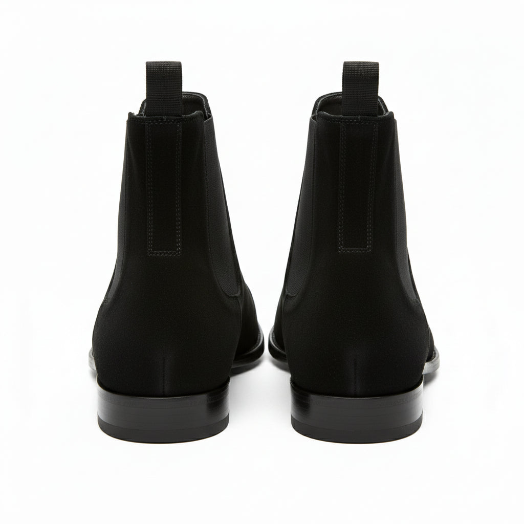 back-view - Men's Black Suede Chelsea Ankle Boots