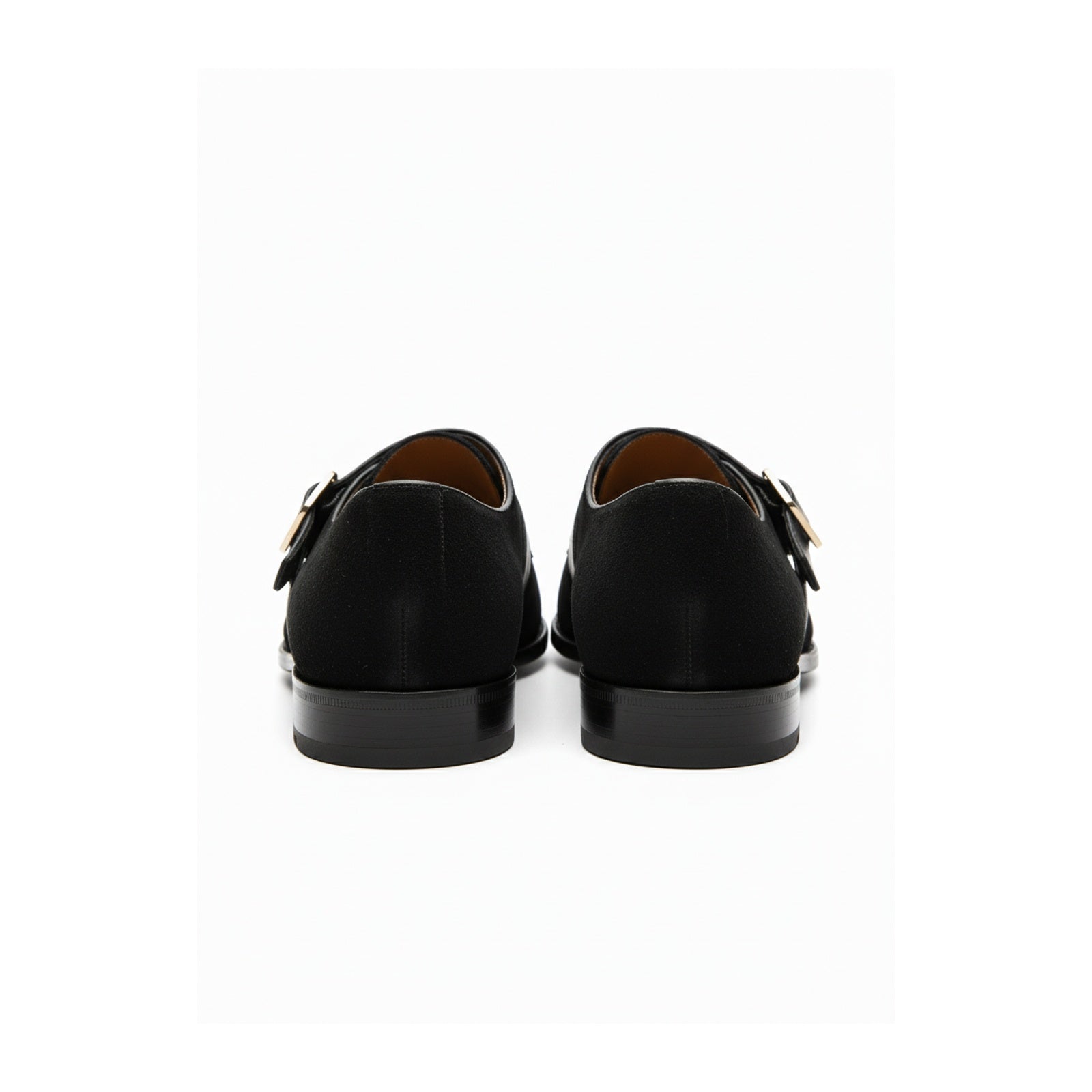 back-view - Men's Black Suede Dress Shoes with Buckle Detail