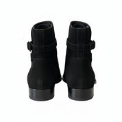 Men's Black Suede Jodhpurs Ankle Boots - back-view