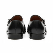 back-view - Men's Black Suede & Leather Buckle Dress Shoes
