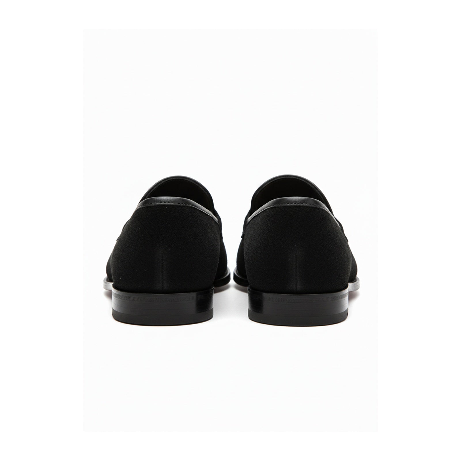 back-view - Men's Black Suede Penny Loafer Shoes