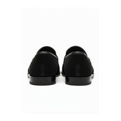 back-view - Men's Black Suede Penny Loafer Shoes