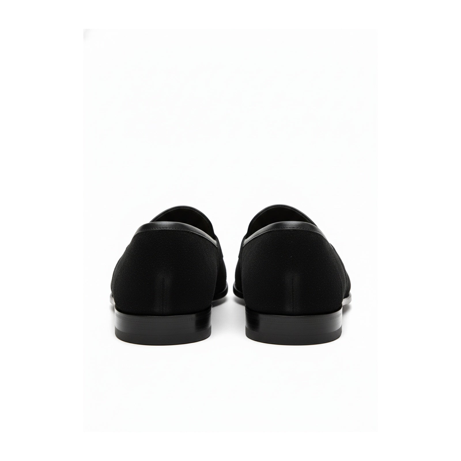 back-view - Men's Black Suede Penny Loafers