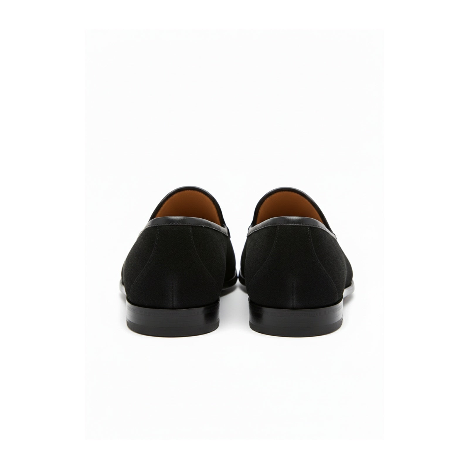 Men's Black Suede Penny Loafers - back-view