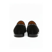 Men's Black Suede Penny Loafers - back-view