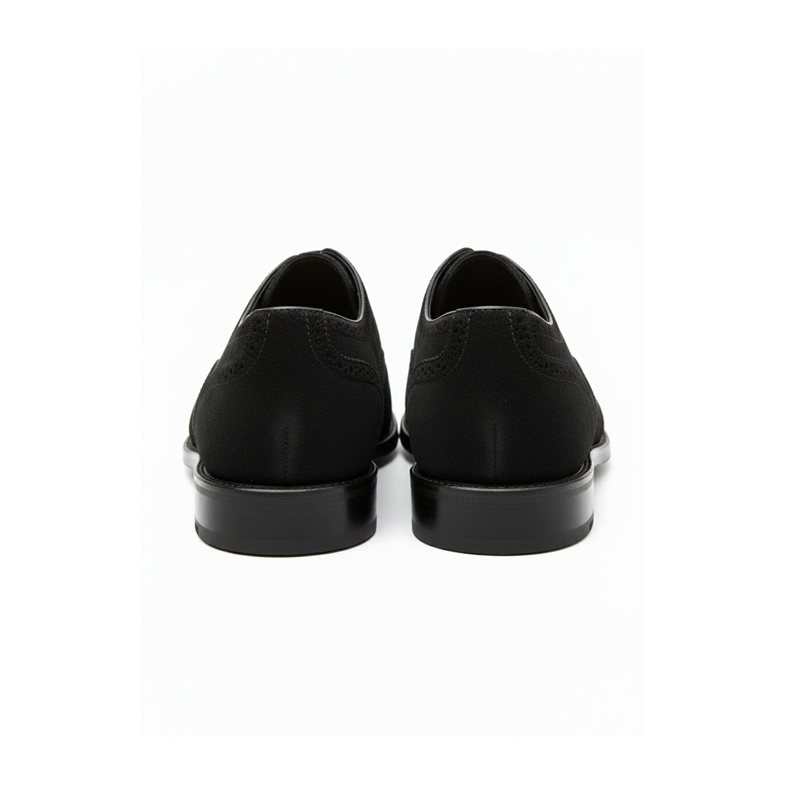 back-view - Men's Black Suede Wingtip Brogue Dress Shoes