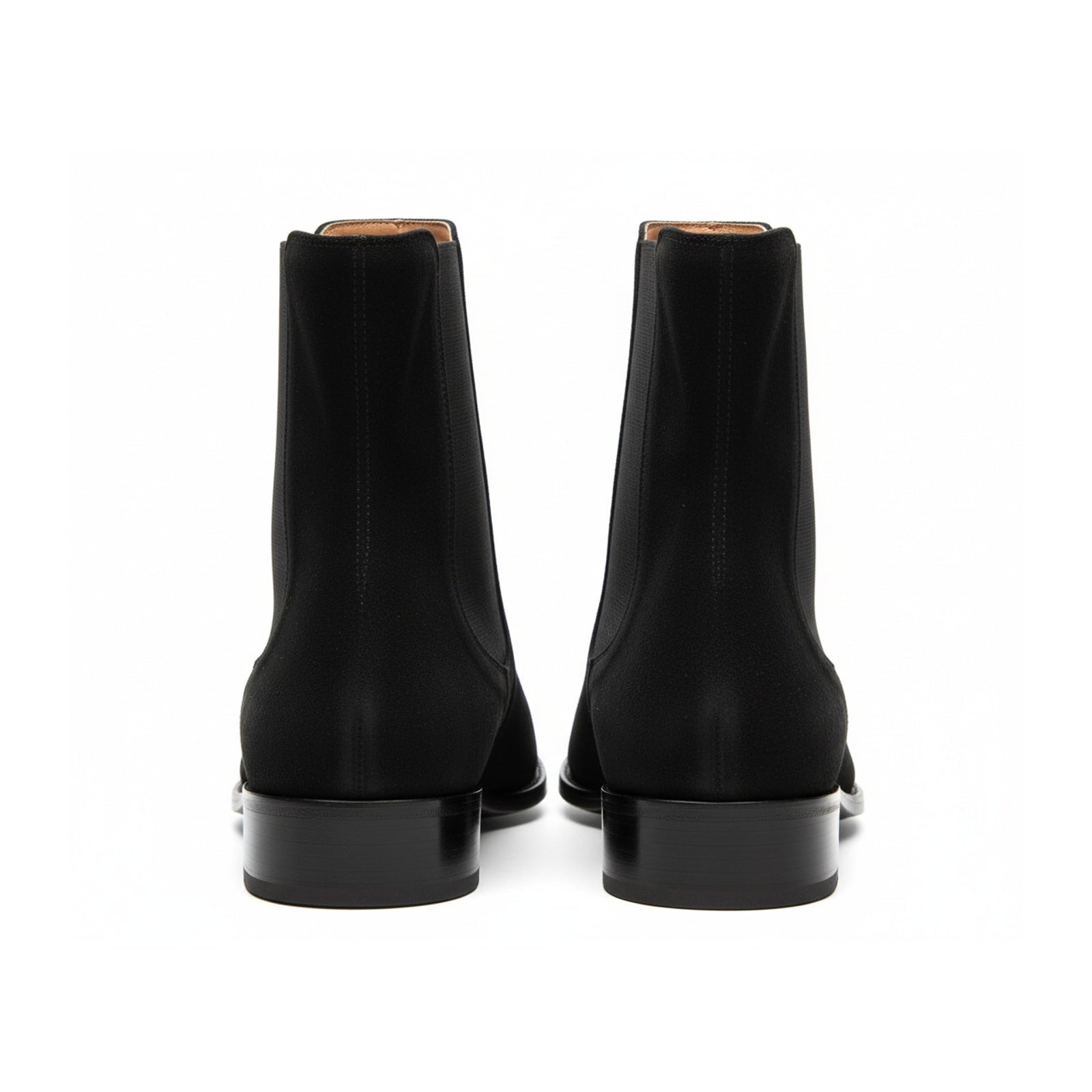 back-view - Men's Black Suede Zipper Boots