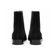 back-view - Men's Black Suede Zipper Boots