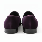 back-view - Men's Black Velvet Loafers with Leather Details