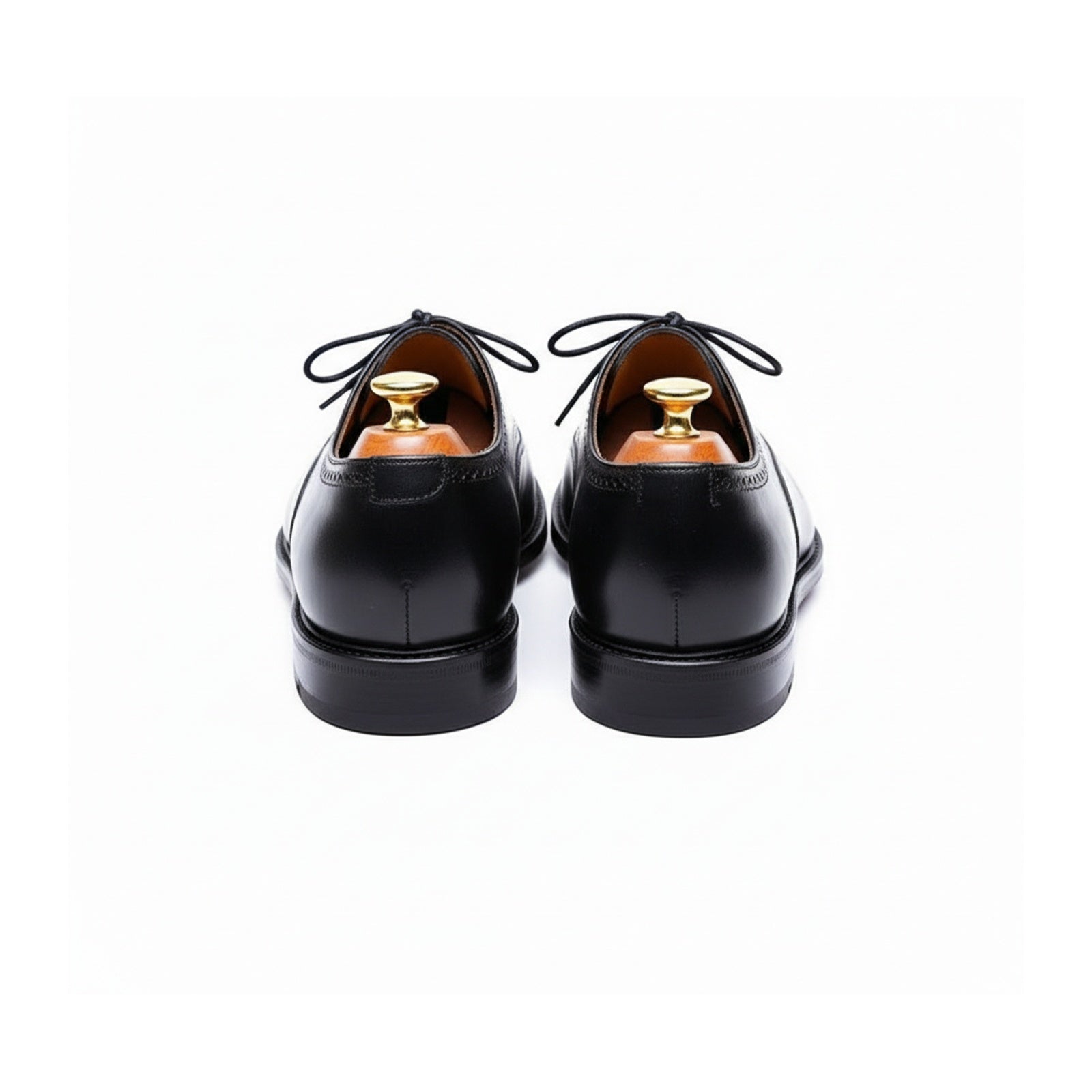 Men's Black Leather Wingtip Oxford Dress Shoes - back-view