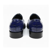 back-view - Men's Blue Alligator Leather Shoes with Goodyear Welted Sole
