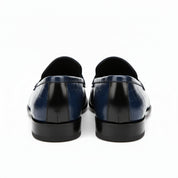 back-view - Men's Blue Alligator Print Leather Dress Loafers